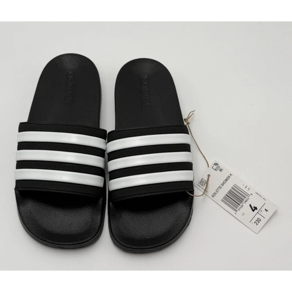 NEW Adidas Adilette Shower‎ G27625 Black Open Toe Slip On Slide Sandals Size 4